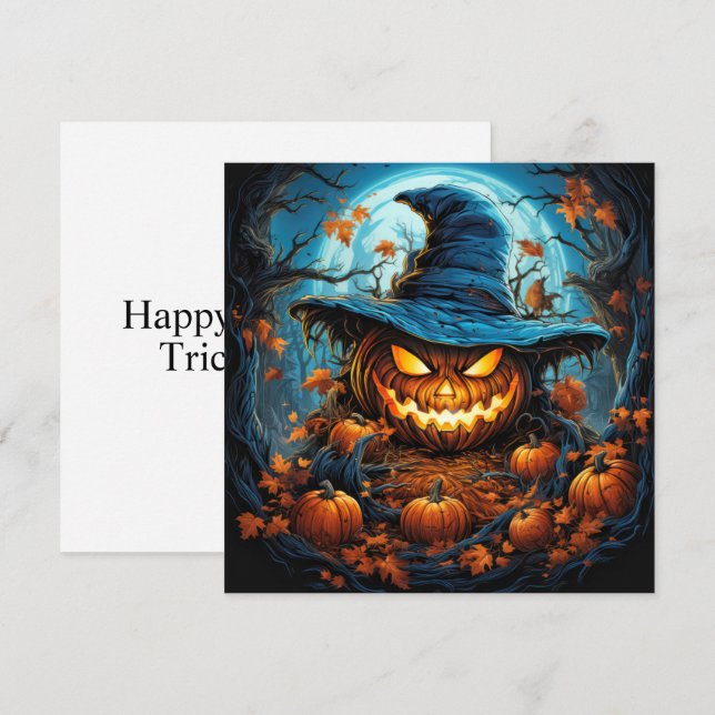 Spooky Pumpkin Happy Halloween Art Karte (Vorne/Hinten)