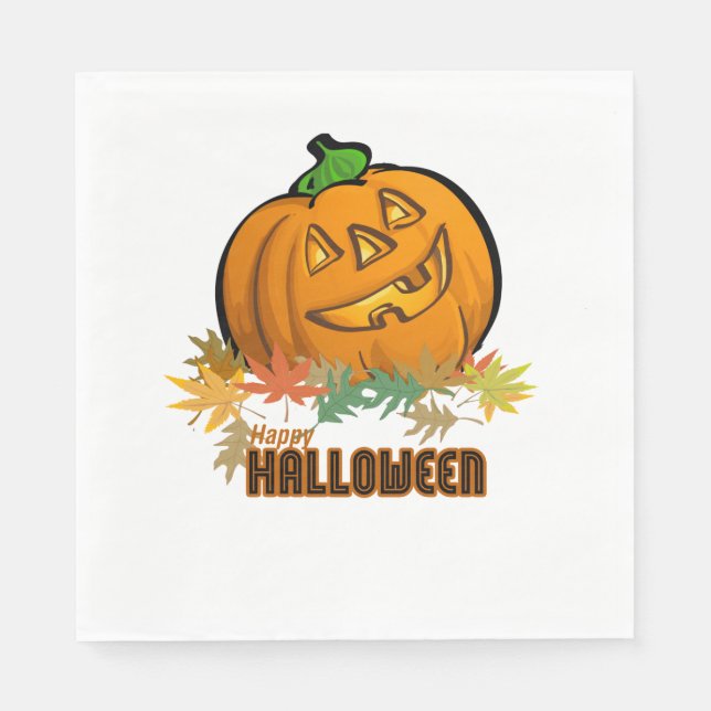 Spooky Pumpkin Happy Halloween Serviette (Vorderseite)