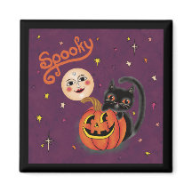 Spooky Pumpkin Kitten Moon - Dunkel Lila