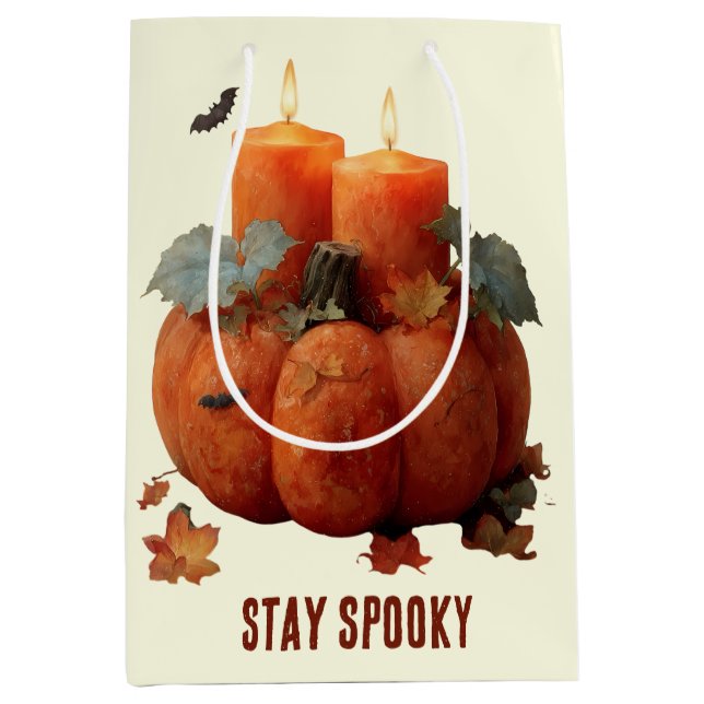Spooky Pumpkin mit Kerzen bleibe Mittlere Geschenktüte (Vorderseite)