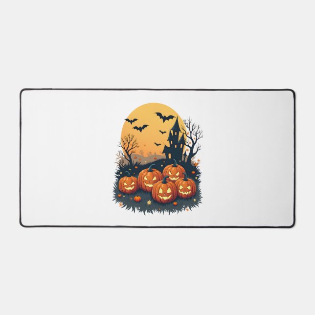 Spooky Pumpkin Patch - Retro Halloween T-Shirt Schreibtischunterlage (Vorderseite)