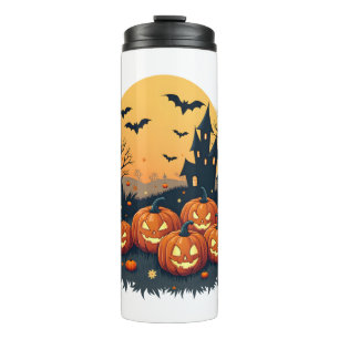 Spooky Pumpkin Patch - Retro Halloween T-Shirt Thermosbecher