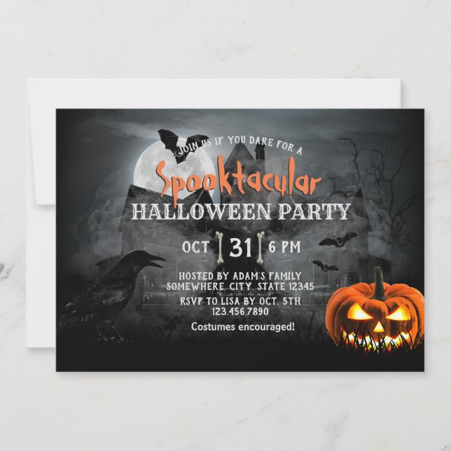 Spooky Pumpkin Spuk House Halloween-Party Einladung (Vorderseite)