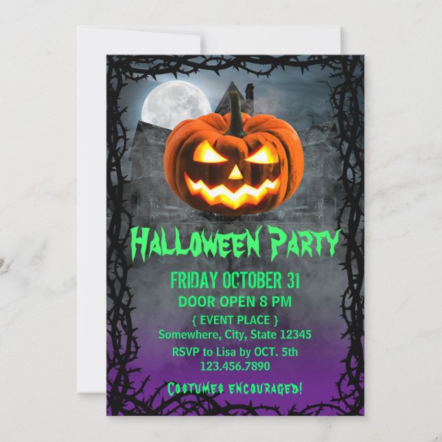 Spooky Pumpkin Spuk House Halloween-Party Einladung (Vorderseite)