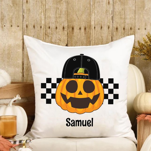 Spooky Pumpkin Typ Retro Boys Name Fall Halloween Kissen (Spooky Pumpkin Dude Retro Boys Name Fall Halloween Throw Pillow)
