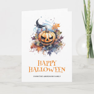 Spooky Pumpkin Typografie Foto Happy Halloween Karte