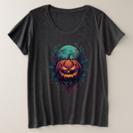 Spooky Pumpkin unter Vollmond Große Größe T-Shirt