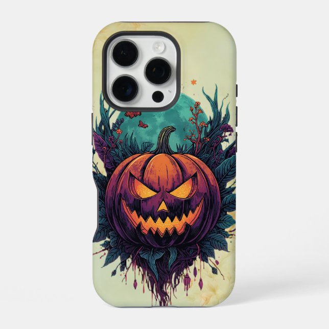 Spooky Pumpkin unter Vollmond iPhone 16 Pro Hülle (Rückseite)