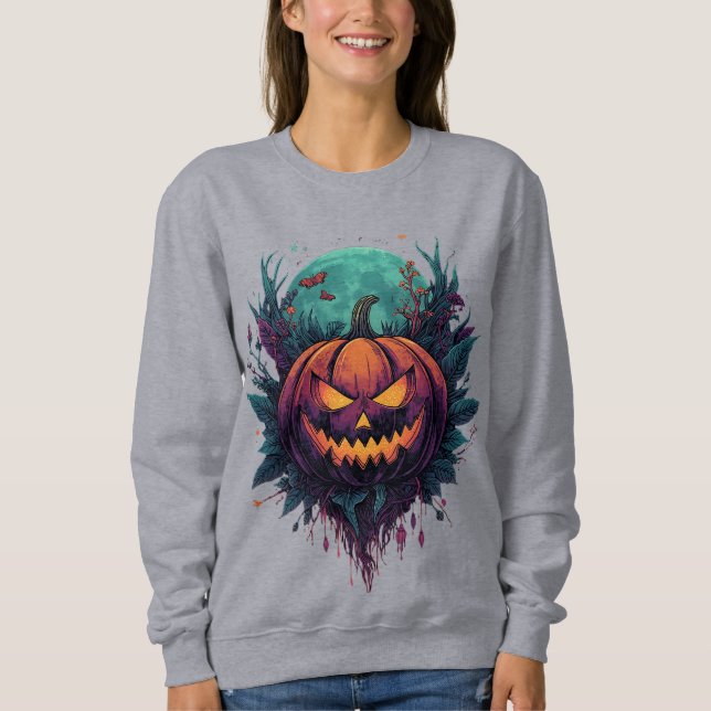 Spooky Pumpkin unter Vollmond Sweatshirt (Vorderseite)