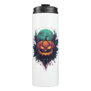 Spooky Pumpkin unter Vollmond Thermosbecher