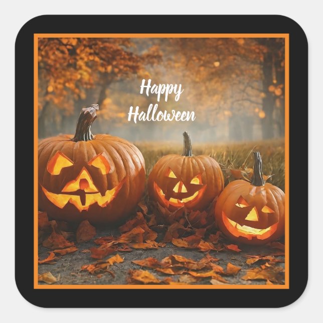 Spooky Pumpkins Family Collection Quadratischer Aufkleber (Vorderseite)