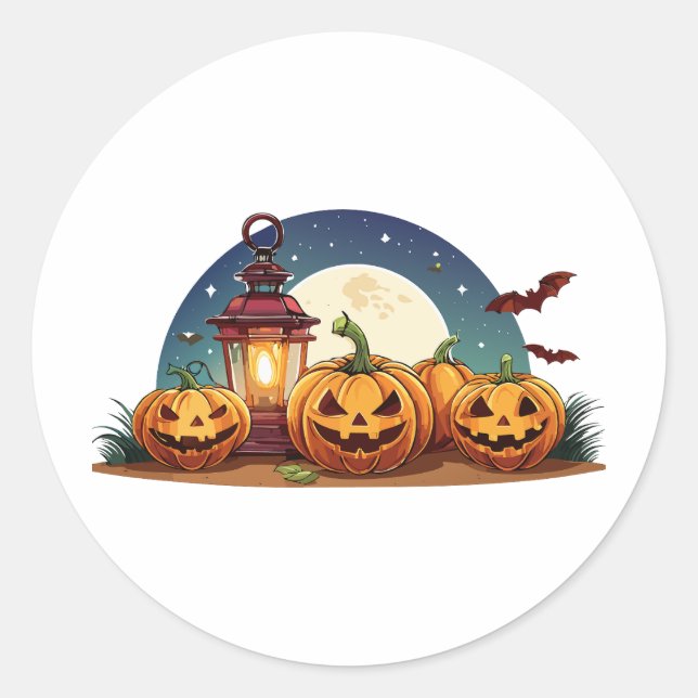 Spooky pumpkins runder aufkleber (Vorderseite)