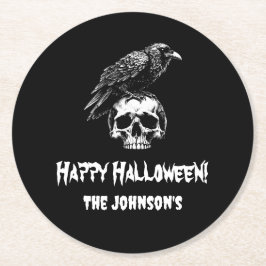 Spooky Raven Skull Halloween Paper Untersetzer