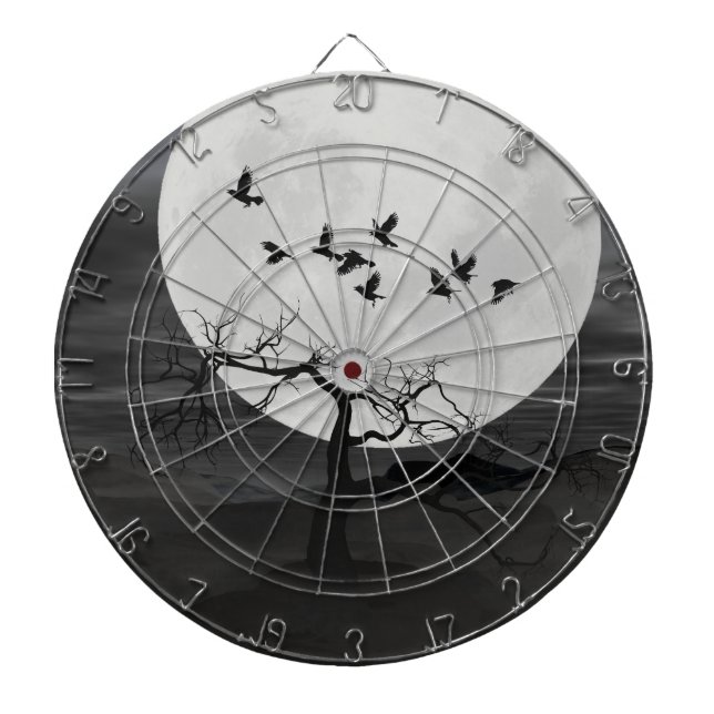 Spooky Ravens fliegen gegen den Vollmond Dartscheibe (vorne)