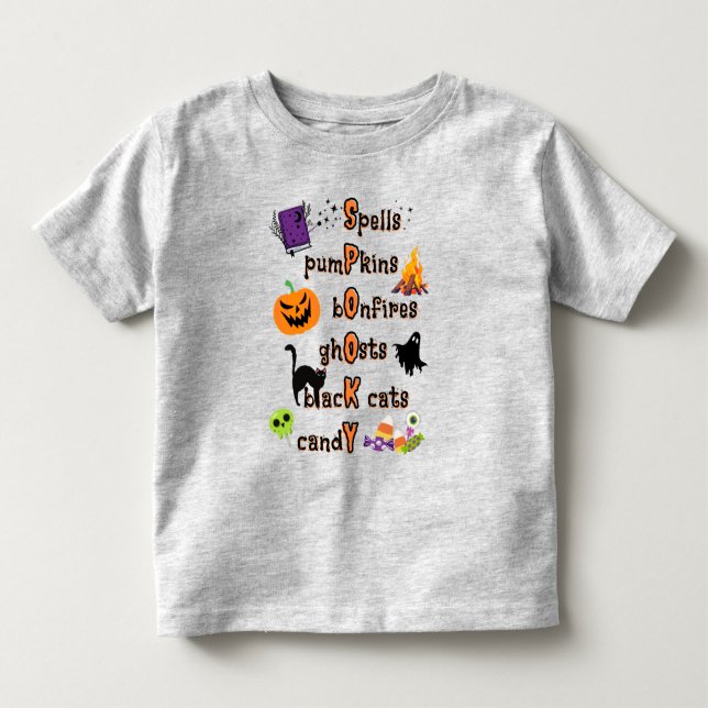 SPOOKY Rechtschreibung mit allen Dingen Halloween Kleinkind T-shirt (Vorderseite)