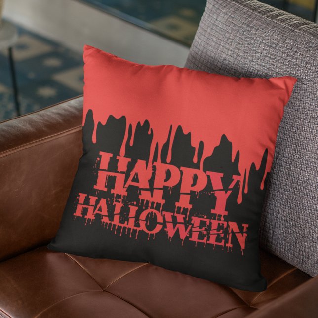Spooky Red Blopping glückliche Halloween Kissen (Spooky Red Blood Dripping Happy Halloween Throw Pillow
)