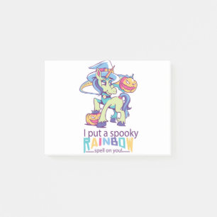 Spooky-Regenbogenzauber Halloween-Einhornhexe Post-it Klebezettel