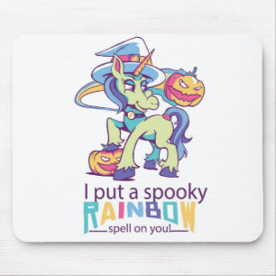 Spooky-Regenbogenzauber Halloween-Unicorn-Hexe Mousepad