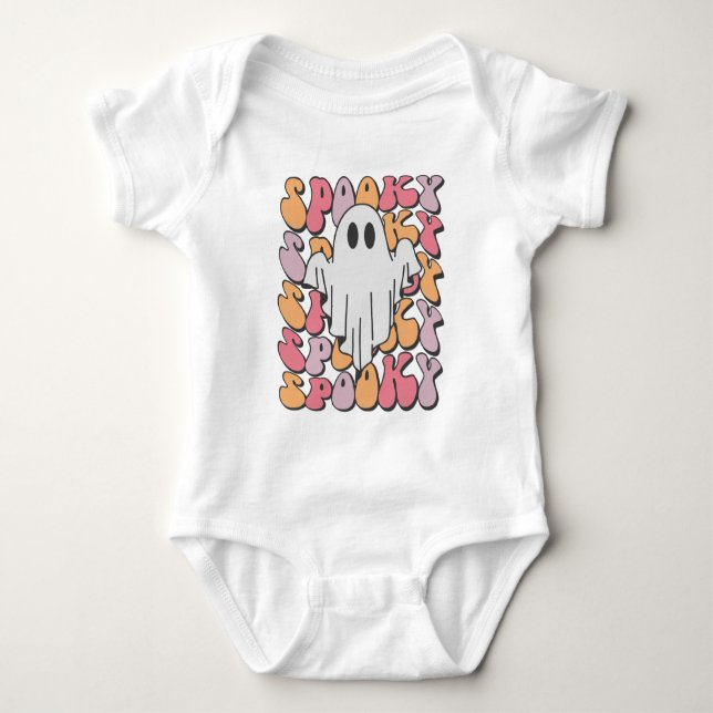 Spooky Retro Ghost Baby Strampler (Vorderseite)