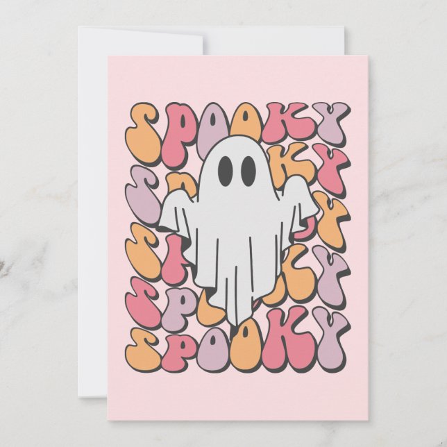 Spooky Retro Ghost Karte (Vorderseite)