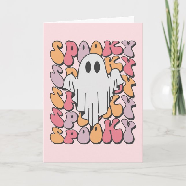 Spooky Retro Ghost Karte (Vorderseite)