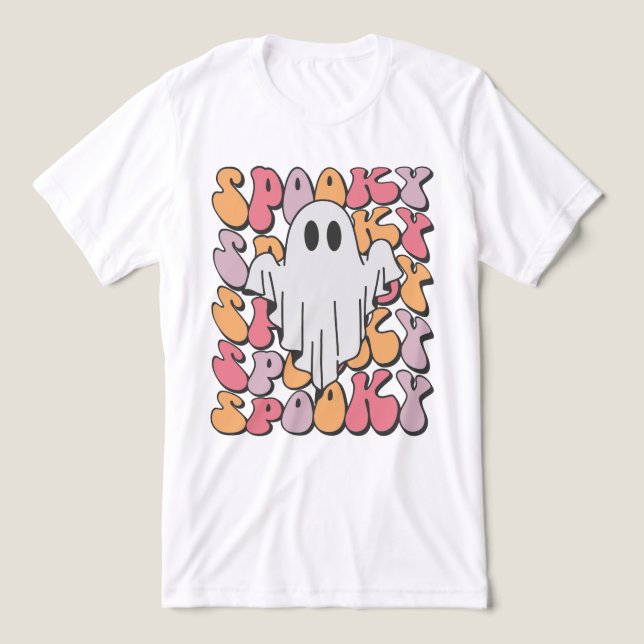 Spooky Retro Ghost Tri-Blend Shirt (Design Vorderseite)
