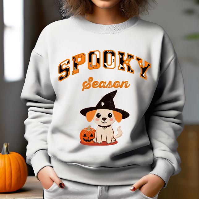 Spooky-Saison Halloween-Kürbislaterne Sweatshirt (Spooky season cute puppy jack-o-lantern Halloween sweatshirt Halloween gifts for her dog lovers gift)