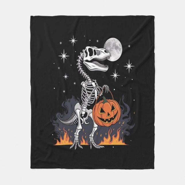 Spooky Saurus Halloween Dinosaur Fleecedecke (Vorderseite)
