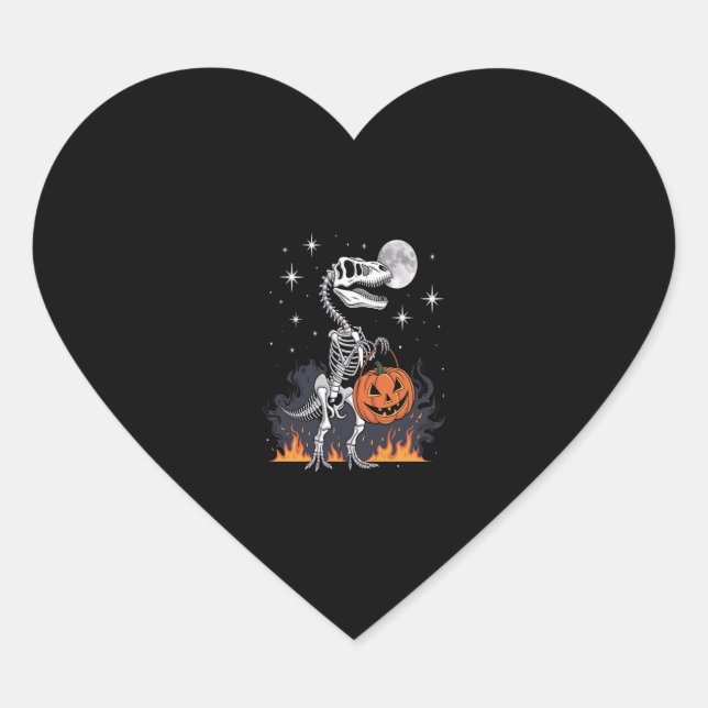 Spooky Saurus Halloween Dinosaur Herz-Aufkleber (Vorderseite)