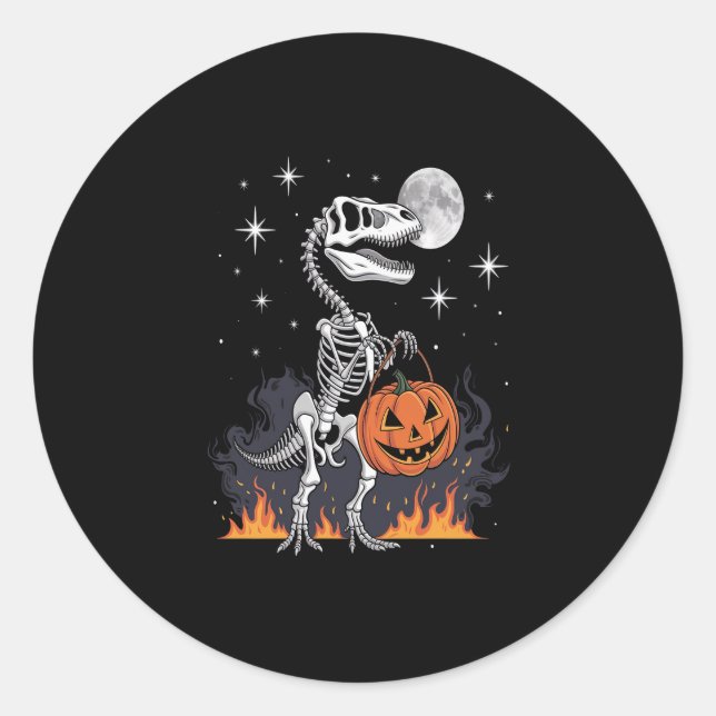 Spooky Saurus Halloween Dinosaur Runder Aufkleber (Vorderseite)