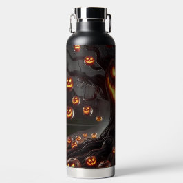 SPOOKY SCARY HALLOWEEN TREE WITH ORANGE PUMPKINS TRINKFLASCHE