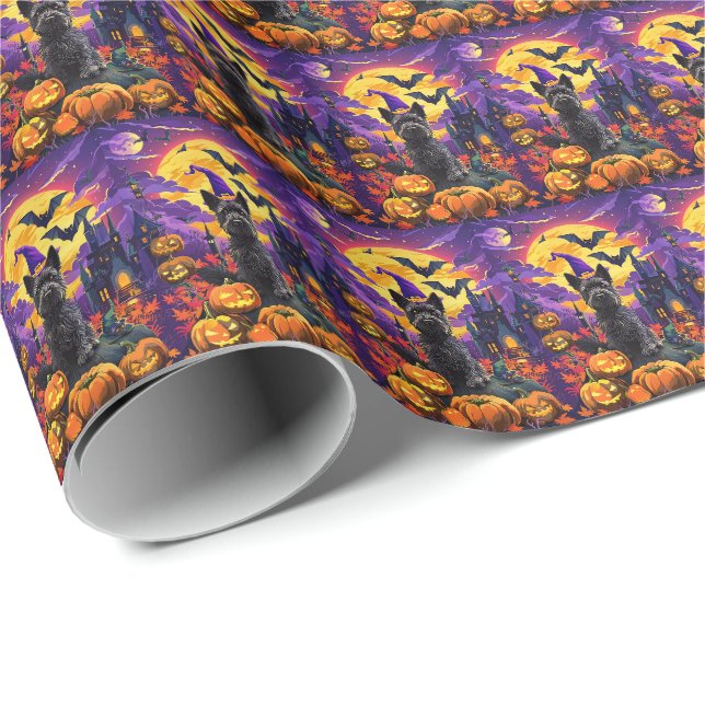 Spooky Scottish Terrier Halloween Hexch Pumpkin Geschenkpapier (Rolleneckpunkt)