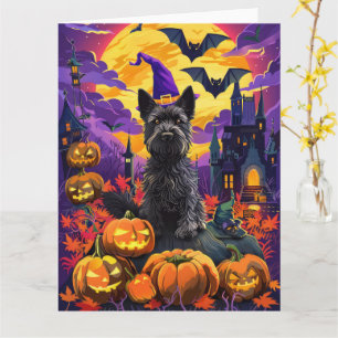 Spooky Scottish Terrier Halloween Hexch Pumpkin Karte