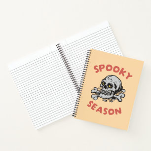 Spooky Season Beängstigend Skull Halloween Notizbuch