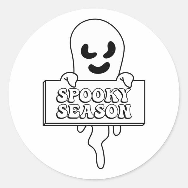 Spooky Season Boo Ghost Runder Aufkleber (Vorderseite)