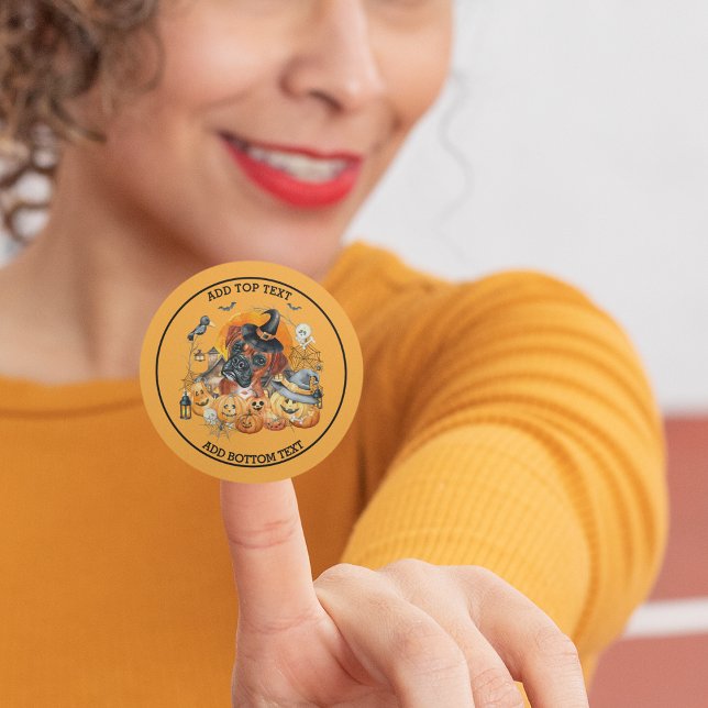 Spooky Season Boxer Dog Halloween Pumpkin Custom Runder Aufkleber (Front)