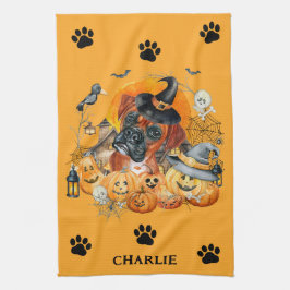 Spooky Season Boxer Halloween Pumpkin Custom Hund Geschirrtuch