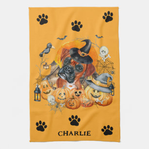 Spooky Season Boxer Halloween Pumpkin Custom Hund Geschirrtuch