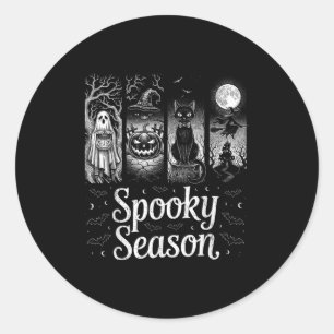 Spooky Season Funny Halloween Boo Hexe Cat Pumpki Runder Aufkleber