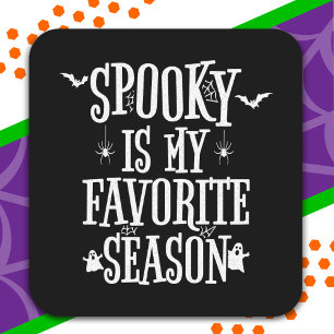 Spooky Season Gespenster Fledermäuse Spiders Happy Quadratischer Aufkleber