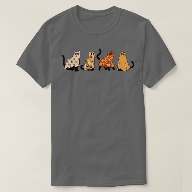 Spooky Season Ghost Black Cat Lover Funny Hallowee T-Shirt (Design vorne)