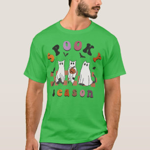 Spooky Season Ghost Black Cat Lover Funny Hallowee T-Shirt