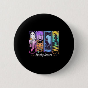 Spooky Season Ghost Kat Kürbis in Frame Halloween Button