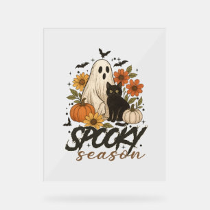 Spooky Season Ghost Retro Spooky Floral Halloween Acrylschild