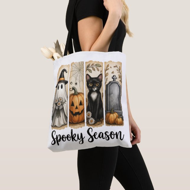 Spooky Season Halloween Black Cat, Ghost, Pumpkin  Tasche (Von Nahem)