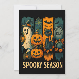 Spooky Season Halloween - Geist, Pumpkins, Katze Einladung