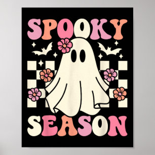Spooky Season Halloween Ghost Kostüm Retro Groovy Poster