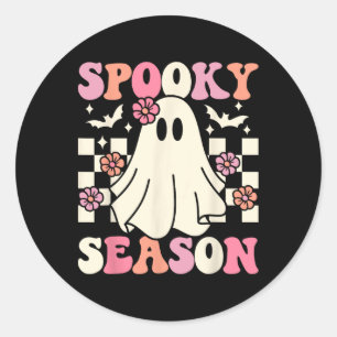 Spooky Season Halloween Ghost Kostüm Retro Groovy Runder Aufkleber