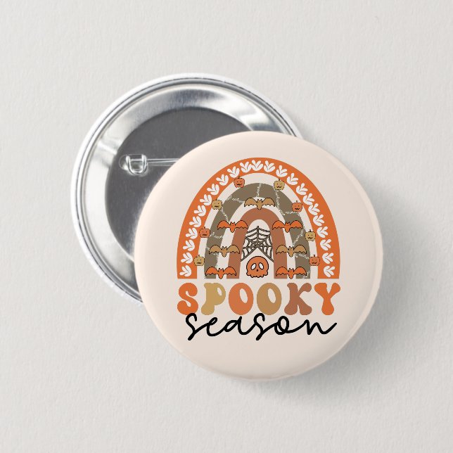 Spooky Season Halloween Rainbow Fall Button (Vorne & Hinten)