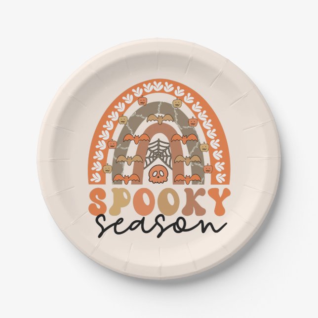 Spooky Season Halloween Rainbow Fall Pappteller (Vorderseite)